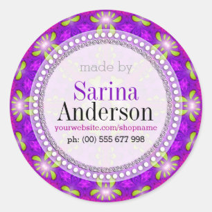 Sticker Rond Mandala Purple Healing Light Fabriqué Par Des Étiq