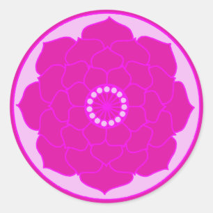 Sticker Rond Mandala rose fuchsia de Lotus