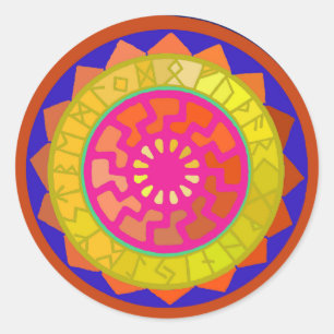 Sticker rond Mandala Sun Noir