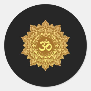 Sticker Rond Mandala symbole Om géométrie sacrée Yoga Zen médit