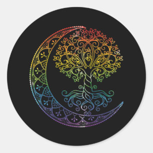 Sticker Rond Mandala Tree of Life Tattoo Style