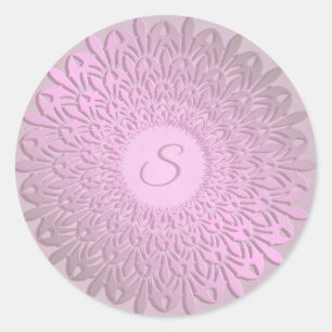 Sticker Rond Mandala, un gradient ethnique.Monogramme.