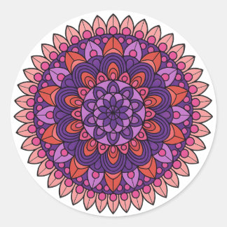 Sticker Rond Mandala violet et rose