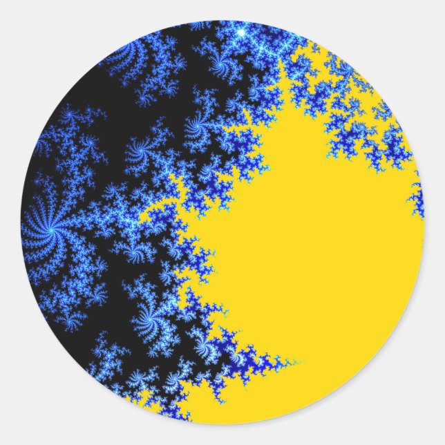 Sticker Rond Mandelbrot Fractal Gold Blue Two (Devant)