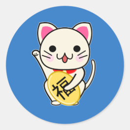 Sticker Rond Maneki Neko - Chat chanceux