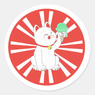 Sticker Rond Maneki Neko Tokyo