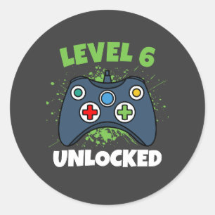 Sticker Rond Manette verte de jeu niveau 6 débloqué Anniversair