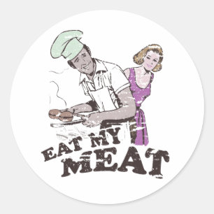 STICKER ROND MANGE MA VIANDE