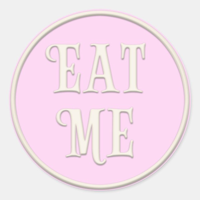 Sticker Rond "Mange-moi" Wonderland Tea Party Girl Rose (Devant)