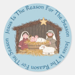 Sticker Rond Manger de Noël / Raison de Jésus