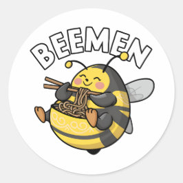 Sticker Rond Manger des Ramen comme un Abeille = BEEMEN