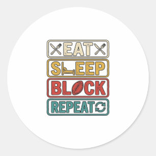 Sticker Rond Manger Dormir Bloquer Répéter Maillot Vintage Foot