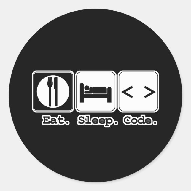 Sticker Rond manger dormir coder (Devant)