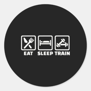Sticker Rond Manger Dormir Entraîner Haltères 