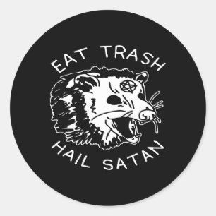 Sticker Rond Manger les ordures, vive Satan, pyjama de Noël ass