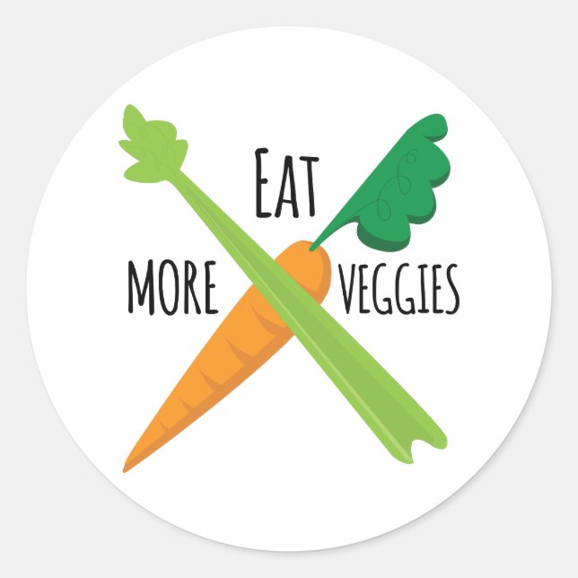 Sticker Rond manger Plus de Légumes (Devant)