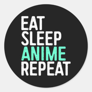 Sticker Rond Manger Sleep Anime Répéter Japonais Animation Love