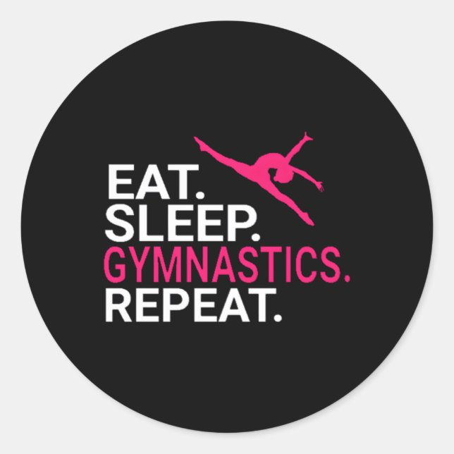 Sticker Rond Manger Sleep Gymnastique Répéter Sports (Devant)