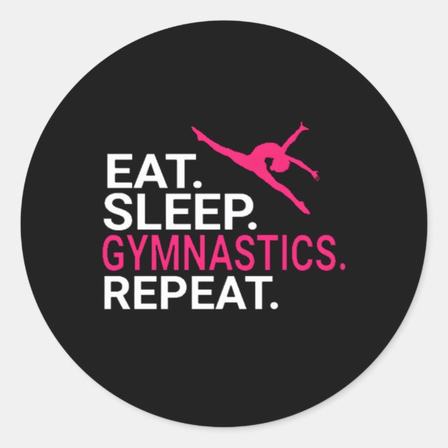Sticker Rond Manger Sleep Gymnastique Répéter Sports (Devant)