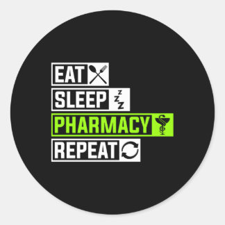 Sticker Rond Manger Sleep Pharmacie Répéter Profession Doc Doct