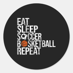 Sticker Rond Manger Sleep Softball Basketball Répéter Fun Ball