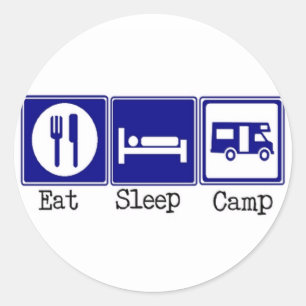 Sticker Rond Manger. Sommeil, Camp
