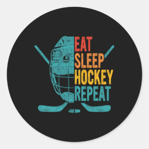 Sticker Rond Manger Sommeil Hockey Répéter Hockey Amusement Hoc
