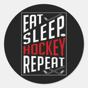 Sticker Rond Manger Sommeil Hockey Répéter Terrain Joueurs de h