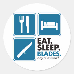 Sticker Rond Mangez des lames de sommeil - Bleu
