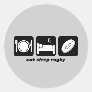 Sticker Rond mangez du rugby