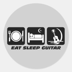Sticker Rond Mangez la guitare du sommeil