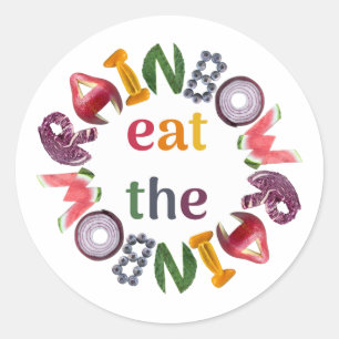 Sticker Rond Mangez l'arc-en-ciel - alimentation saine