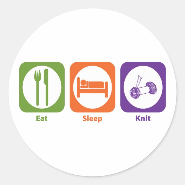 Sticker Rond Mangez le Knit de sommeil (Devant)