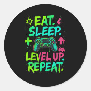 Sticker Rond Mangez Le Niveau De Sommeil Haut Répétez Garçons A