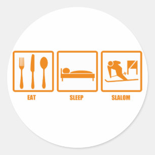 Sticker Rond Mangez le slalom de sommeil