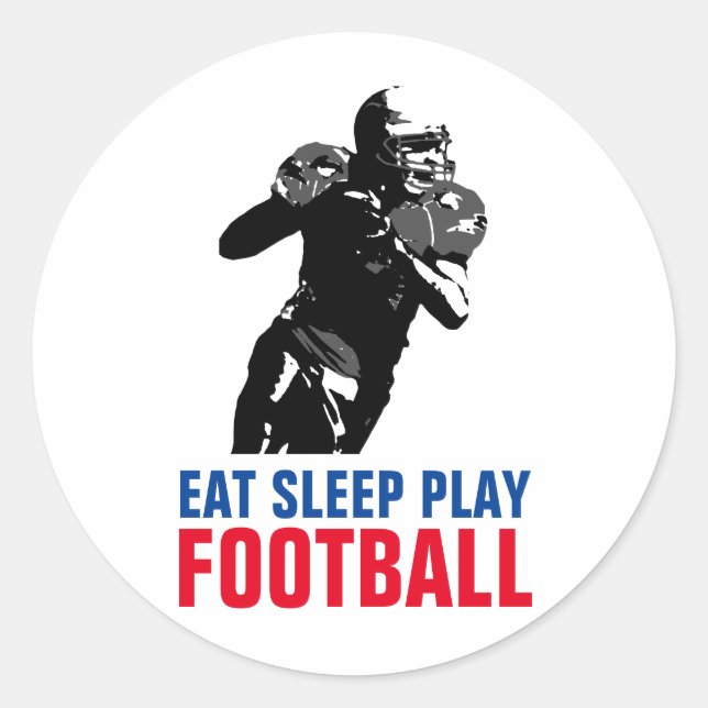 Sticker Rond Mangez le sommeil Jouer Black & White Football Pop (Devant)