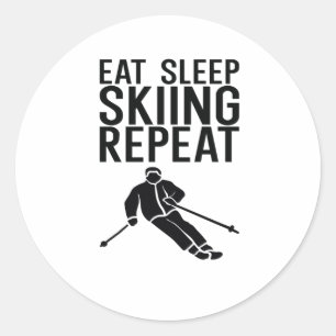 Sticker Rond Mangez le sommeil Ski Répéter