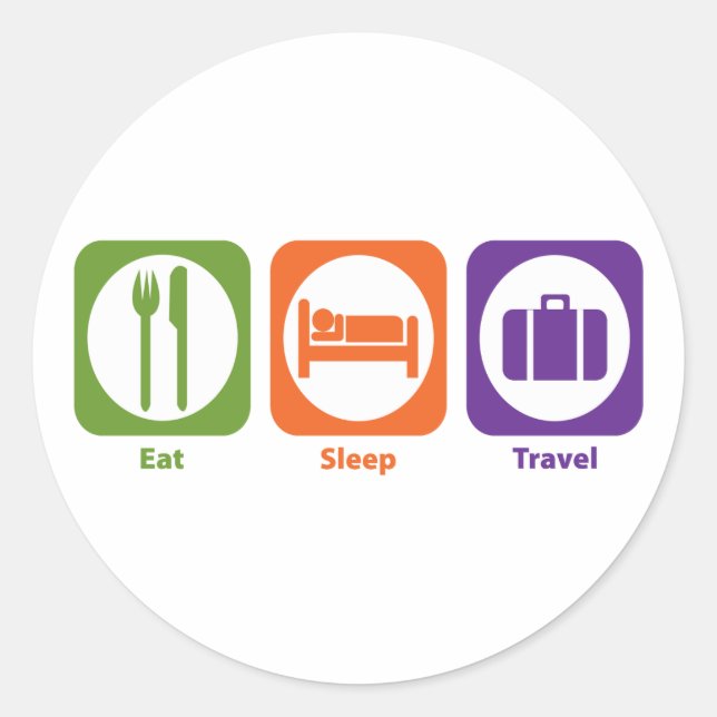 Sticker Rond Mangez le sommeil Voyage (Devant)