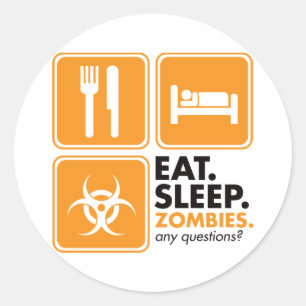 Sticker Rond Mangez les zombis de sommeil - orange