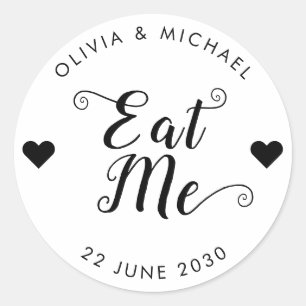 Sticker Rond Mangez-moi Mariage gâteau Cupcake nourriture Favor