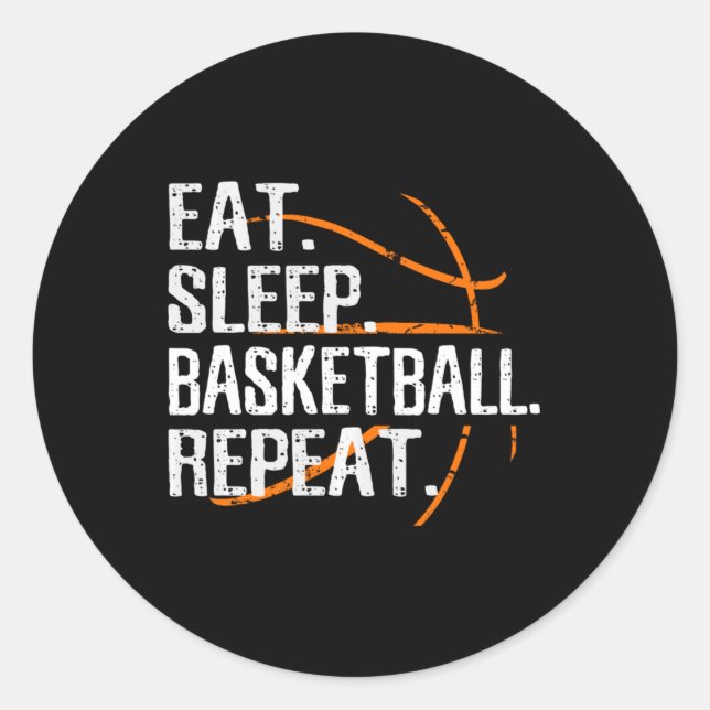 Sticker Rond Mangez Sleep Basketball Répéter - Cadeau Pour Bask (Devant)