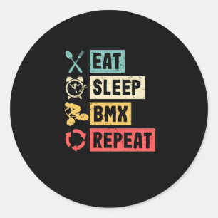 Sticker Rond Mangez Sleep BMX Répéter Vélo Course Drôle Vélo