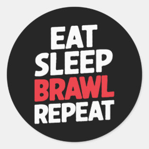 Sticker Rond Mangez Sleep Brawl Répéter Funny Stars Video Gamer