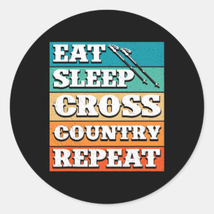 Sticker Rond Mangez Sleep Cross Country Repeat Skier Sports d'h