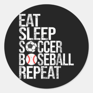 Sticker Rond Mangez Sleep Football Baseball Répéter Funny Ball