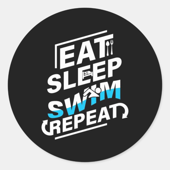 Sticker Rond Mangez Sleep Swim (Devant)