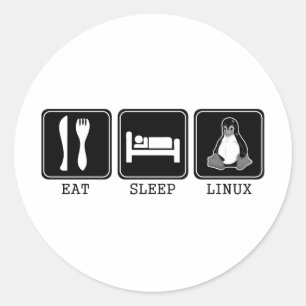 Sticker Rond Mangez. Sommeil. Linux.