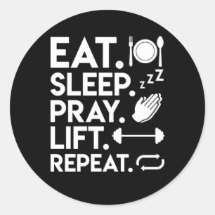 Sticker Rond Mangez Sommeil Prière Ascenseur Chrétien Ascenseur
