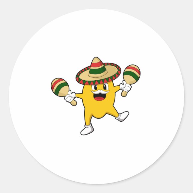 Sticker Rond Mango comme musicien avec Maraca (Devant)