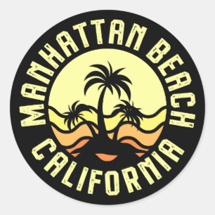 Sticker Rond Manhattan Beach, Californie